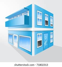 A low, blue building Vector Art Vector Art