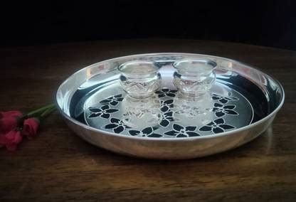 Sigaram German Silver Pooja Thali Set For Home or Festival Decoration ...