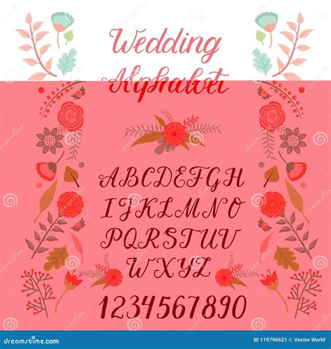 Wedding Day Ceremony Alphabet Text Celebration Invitation Lettering ...