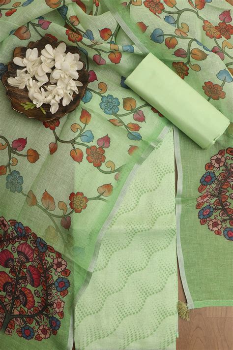 Green Digital Printed Linen Suit