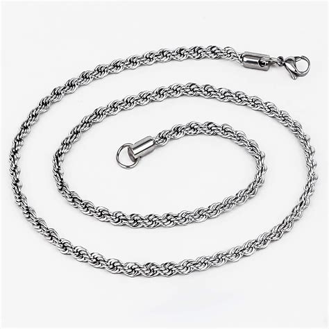 Buy Fashion Frill Stainless Steel Silver Plated Rope Design Silver Neck ...