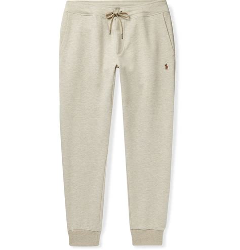 POLO RALPH LAUREN - Tapered Logo-Embroidered Mélange Jersey Sweatpants ...