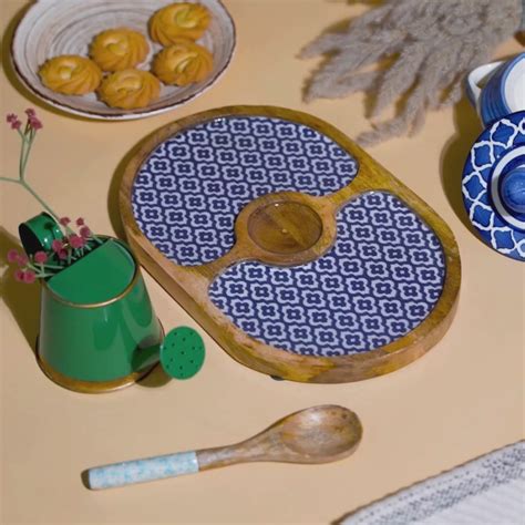 Oval Wood Tray with Dip Platter | ThreadVibe Living