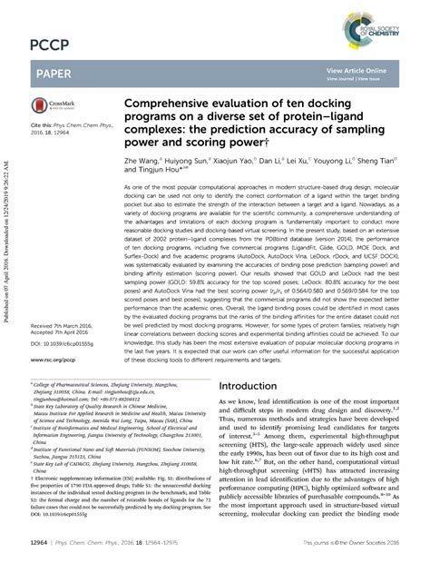Comprehensive evaluation of ten docking - 12964 |Phys. Chem. Chem. Phys ...