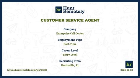 Part-Time Customer Service Agent at Enterprise Call Center | Hunt Remotely