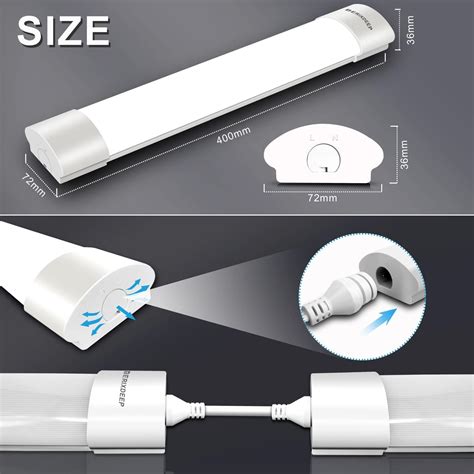 Buy Plug in Light, 40CM 18W LED Batten Lights Daylight 6500K Ceiling ...