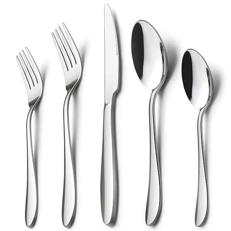 40-Piece Silverware Set, HaWare Stainless Steel Modern Flatware Cutlery ...
