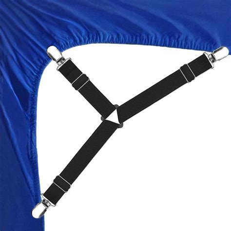 Bed Sheet Holder Straps, Triangle Adjustable Elastic Fitted Sheet Clips ...