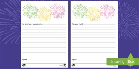 New Year's Resolution Pledge Writing Template (teacher made)