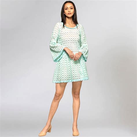 Blue Eyelet Mini Dress – First Resort by Ramola Bachchan