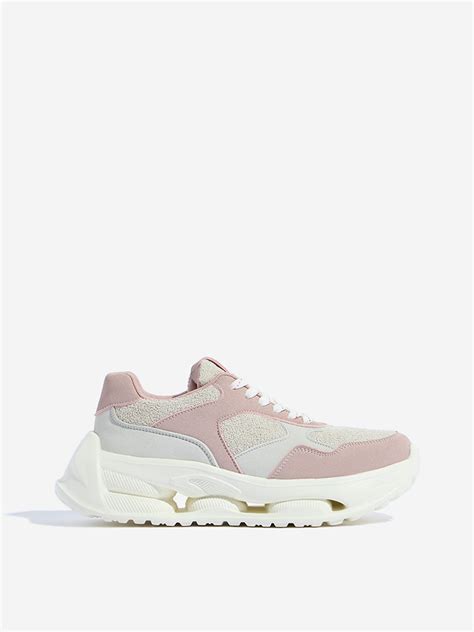 Buy LUNA BLU Dusty Pink Chunky Lace-Up Sneakers from Westside