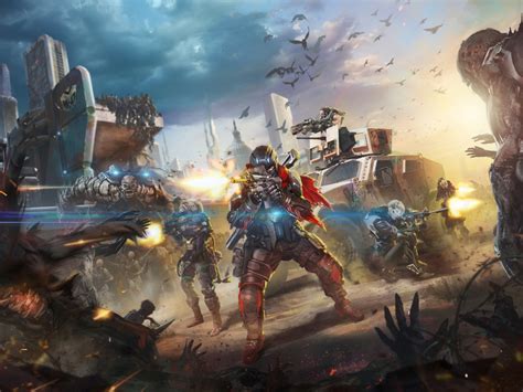 Download wallpaper The city, Monsters, Fire, Soldiers, Battle, Demons ...