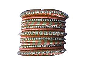 Buy Royal Trendy Palace orange n gold Silk Thread Bangle Set for Women ...