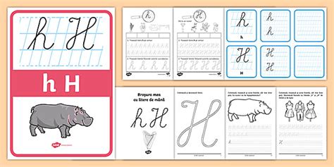 Litera h H de mână - Pachet cu resurse (teacher made)