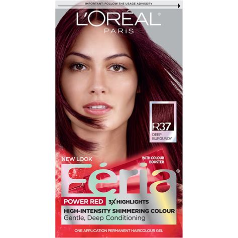 L'Oreal Paris Feria Permanent Hair Color, R37 Blowout Burgundy Deep ...