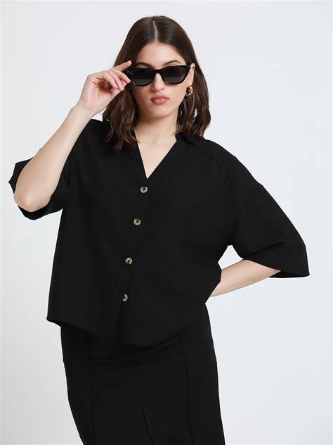 Shirt Collar Relaxed Fit Solid Black Shirt – DENNIS LINGO