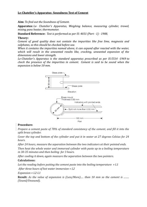 Le-Chatelier's Apparatus- Soundness Test of Cement - Apparatus: Le ...