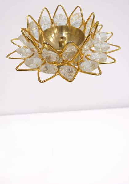 Buy laddugopal24x7 Crystal Diya Lotus Plate Shape with Brass Metal ...