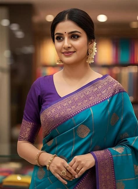Peacock Blue Leafy Buttas Pattern Soft Silk Saree