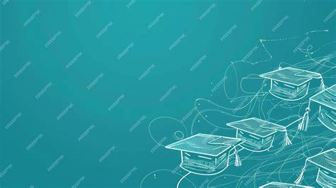A teal background with white outlines of graduation caps symbolizing ...