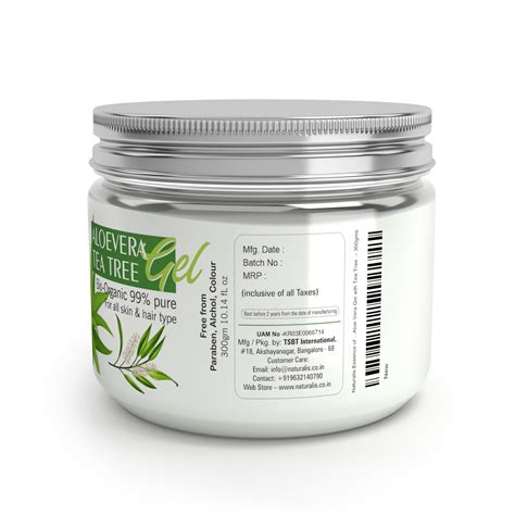 Aloe Vera Gel with Tea Tree Extract - Ideal for Skin, Face, Acne, Hair ...