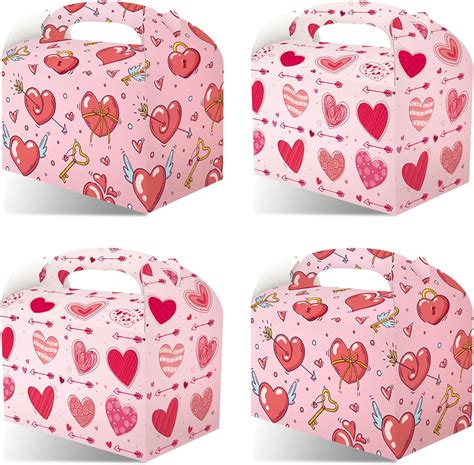 Konsait Valentines Day Boxes for Treats, 12 Pack Kraft Paper Valentines ...