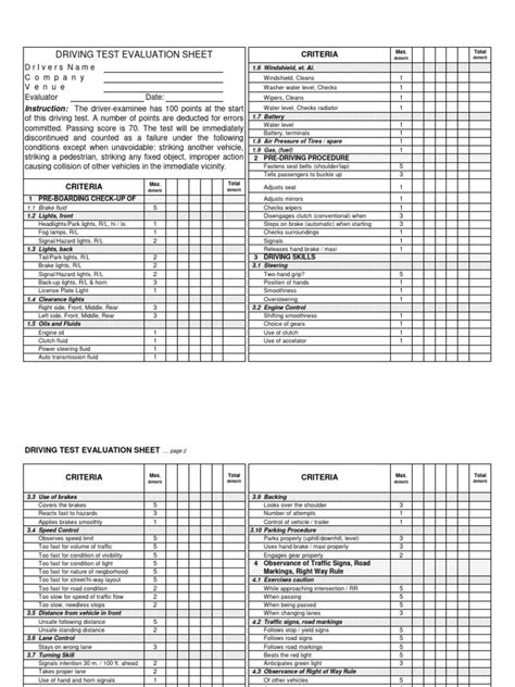 Image result for DMV Driving Test Score Sheet