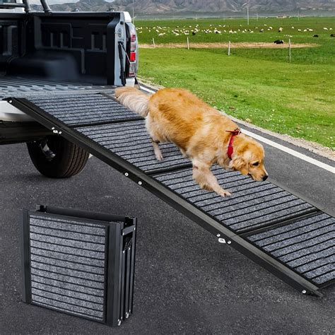 Furggis 71" & Widest 20" Dog Car Ramp,Foldable Dog SUV & Truck Ramp ...