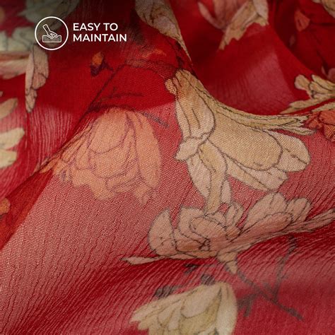 Red Floral Digital Print Bemberg Chiffon Fabric – Fabcurate