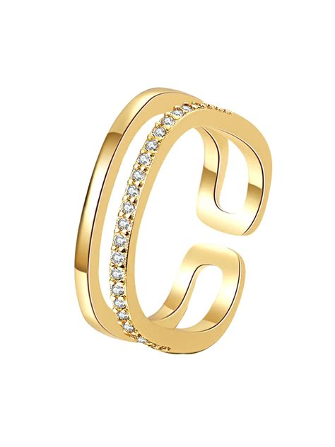 Buy Yellow Chimes Adjustable Gold Tone Crystal Ring for Women – The ...