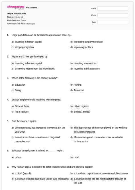 50+ Human Population worksheets for Class 9 on Wayground | Free & Printable