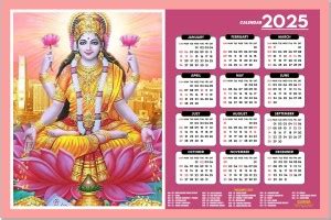 ESCAPER Goddess Lakshmi Wall Calendar 2025 hanging , Laxmi Ji Pana ...