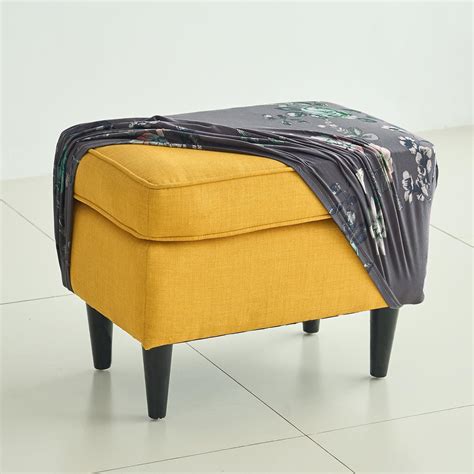 Stretchable 140 GSM Footstool Cover, Bentonite Grey Budding Florals ...