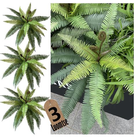 LUOMTSE 3 Bundles of Almost Natural Outdoor Artificial Ferns, Upgraded ...