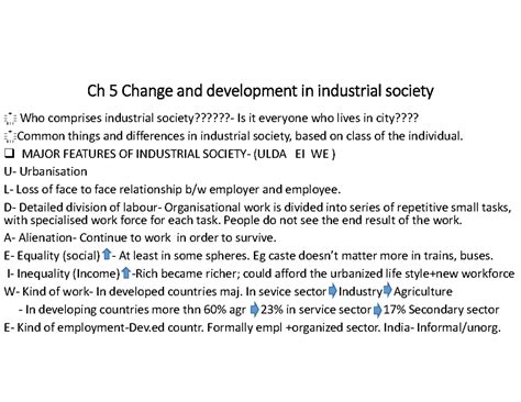 Ch 5: Change & Development in Industrial Society (ULDA EI WE) - Studocu