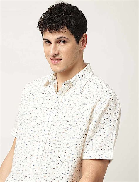 Buy Linen Mix Printed Button Down Collar Shirt at Marks & Spencer