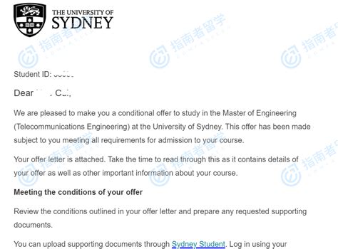 悉尼大学工程学硕士（电信工程）硕士研究生offer一枚-指南者留学