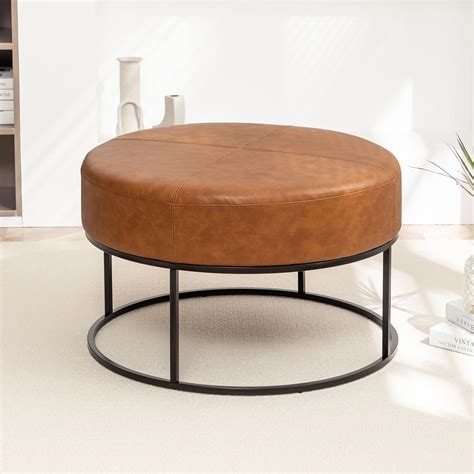 Amazon.com: BALIAA Modern Round Coffee Table, Farmhouse Ottoman for ...