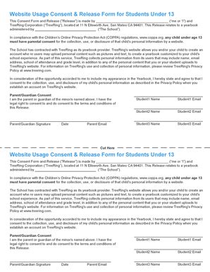 Fillable Online Website Usage Consent & Release Form for Students Under ...
