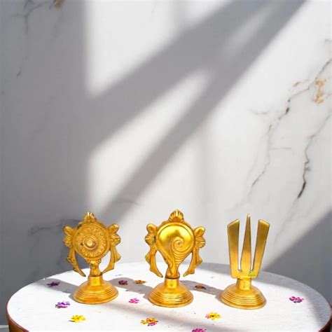 Brass Shankh Chakra Namah Idol | Handcrafted Spiritual Decor for Home ...