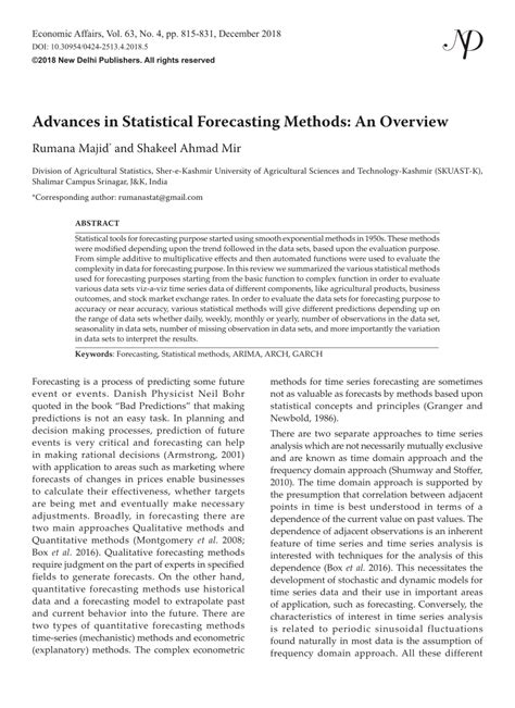 Image result for Statistical Forecasting Methods