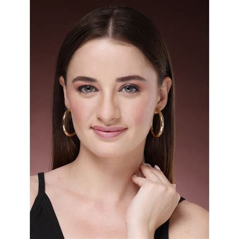 Buy NVR Womens Gold-Plated Half Hoop Earrings Online