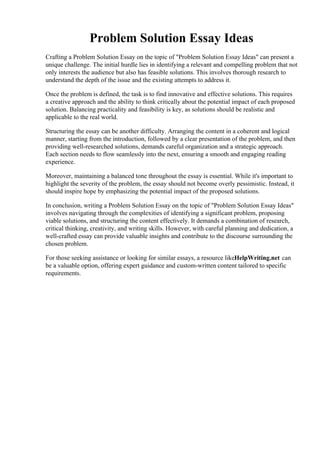 Image result for Problem Solution Essay Topic Ideas