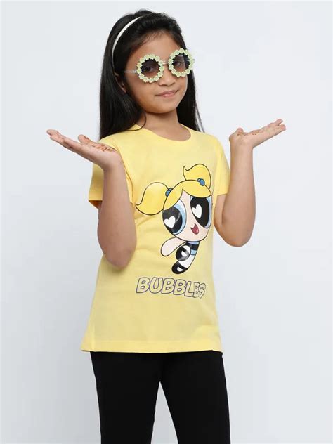 METTLE Girls Powerpuff Girls Printed Cotton T-shirt