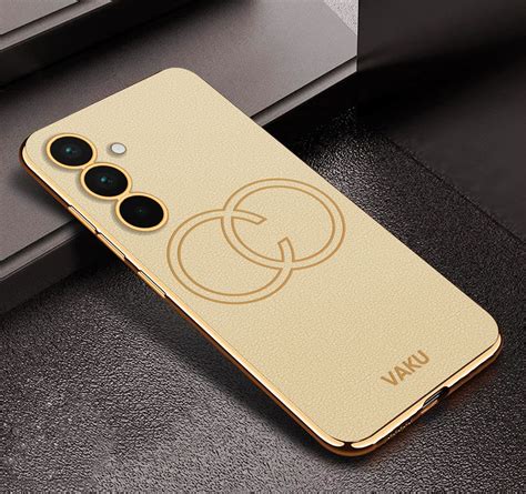 Vaku ® Samsung Galaxy A55 5G Skylar Leather Pattern Gold Electroplated ...
