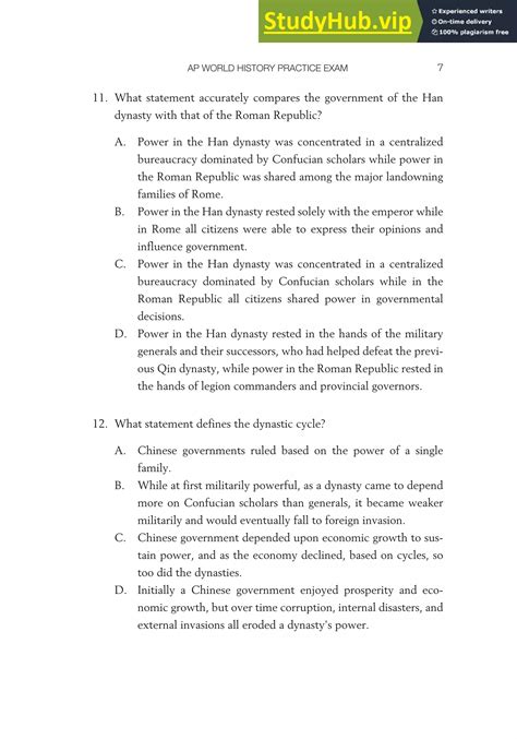 AP World History Practice Exam Section I Multiple-Choice Questions ...