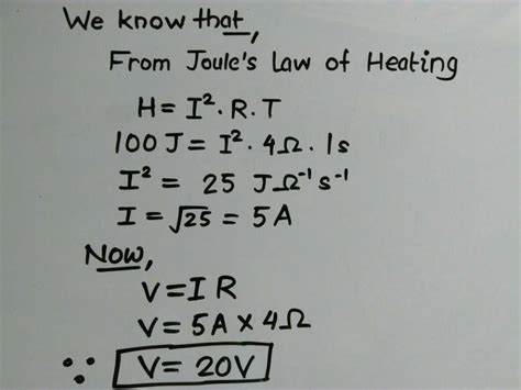 100J of heat is produced each second in a 4ohm resistance find the ...
