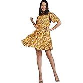 Buy Carlton London Women's Chiffon Fit and Flare above The Knee Dress ...