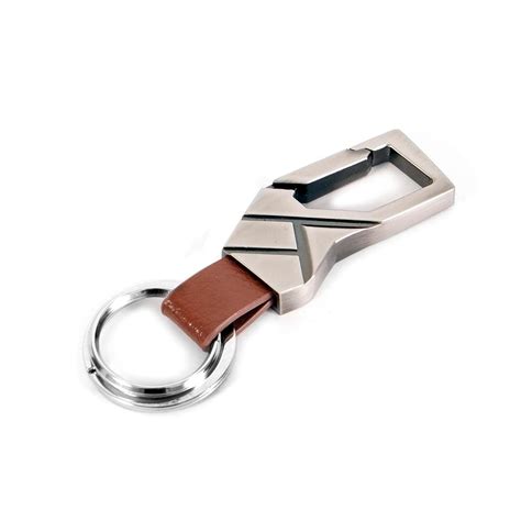 SNDIA Stylish Metal with Leather Keychain Holder | 2 Rings Keychain ...