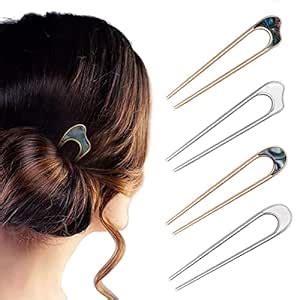 Buy SANNIDHI® 4pcs Hair Stick for Bun Hairpin U Shaped Juda Sticks Hair ...